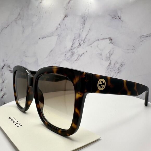 CLASSY New Gucci Sunglasses Brown Tortoise Square Polarized Gold GG Logo main image 16